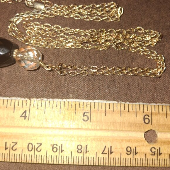 Picasso Jasper Onyx statement gemstone white black necklace goldtone euc - Picture 9 of 9